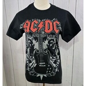 AC/DC Shirt Mens Small Black Ice Rock Band Concert Tour Shirt Short Sleeve ACDC‎